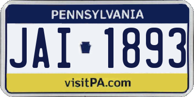 PA license plate JAI1893