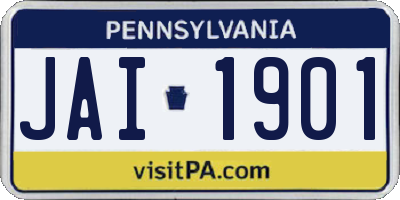 PA license plate JAI1901