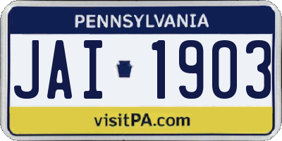 PA license plate JAI1903