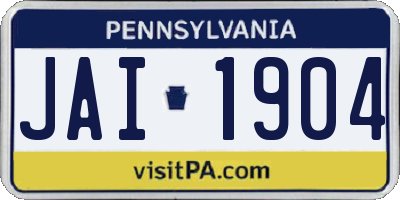 PA license plate JAI1904