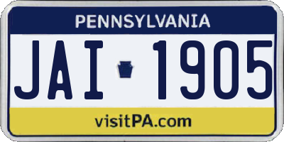 PA license plate JAI1905