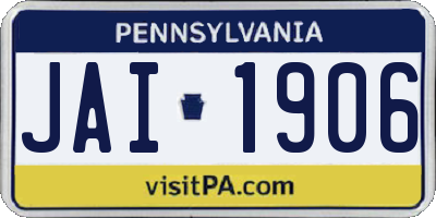 PA license plate JAI1906