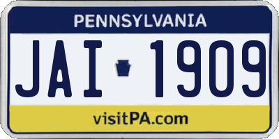 PA license plate JAI1909