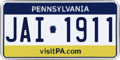 PA license plate JAI1911