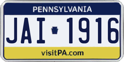 PA license plate JAI1916