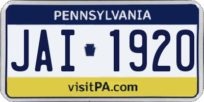 PA license plate JAI1920