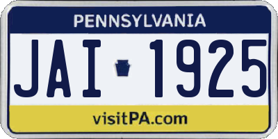 PA license plate JAI1925
