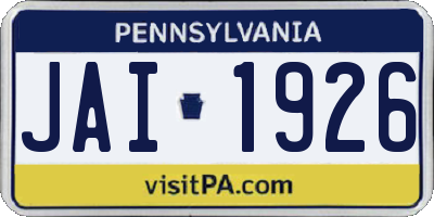 PA license plate JAI1926