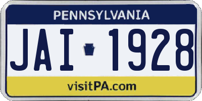 PA license plate JAI1928