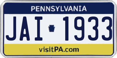PA license plate JAI1933