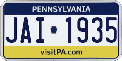 PA license plate JAI1935