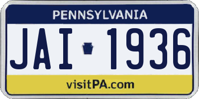 PA license plate JAI1936