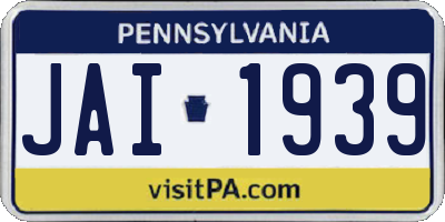 PA license plate JAI1939
