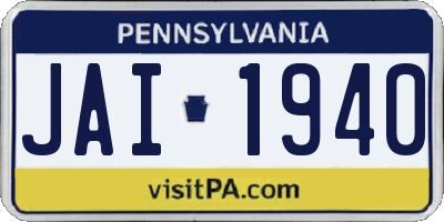 PA license plate JAI1940