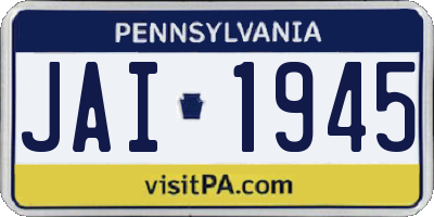 PA license plate JAI1945