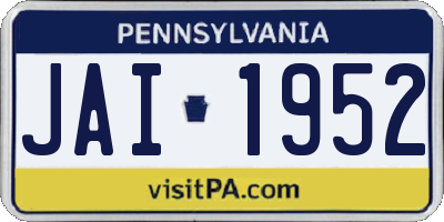 PA license plate JAI1952