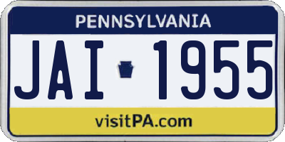 PA license plate JAI1955