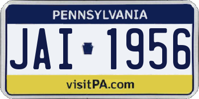 PA license plate JAI1956