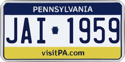 PA license plate JAI1959
