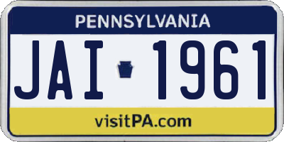 PA license plate JAI1961