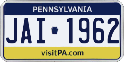 PA license plate JAI1962