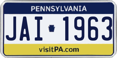 PA license plate JAI1963