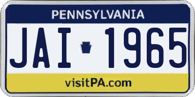 PA license plate JAI1965