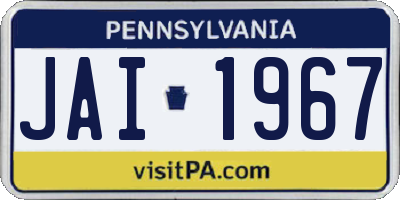 PA license plate JAI1967