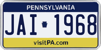 PA license plate JAI1968