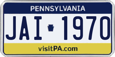 PA license plate JAI1970
