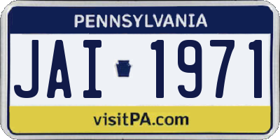 PA license plate JAI1971
