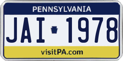 PA license plate JAI1978