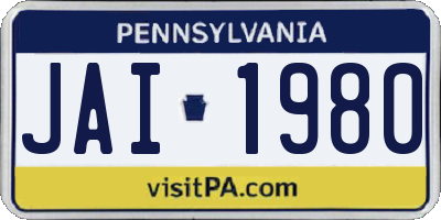 PA license plate JAI1980