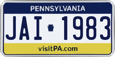 PA license plate JAI1983