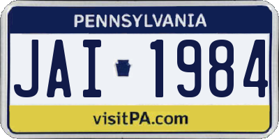 PA license plate JAI1984