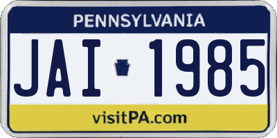 PA license plate JAI1985