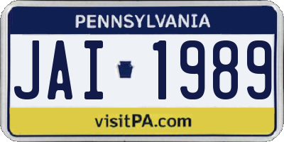 PA license plate JAI1989