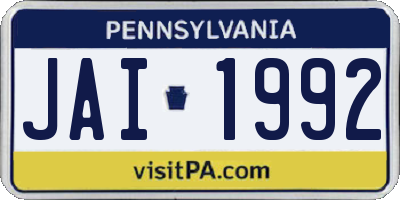 PA license plate JAI1992