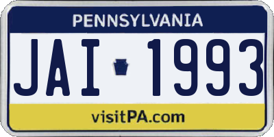 PA license plate JAI1993