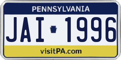 PA license plate JAI1996