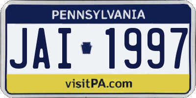 PA license plate JAI1997
