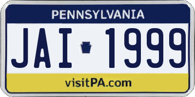 PA license plate JAI1999