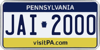 PA license plate JAI2000