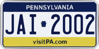 PA license plate JAI2002