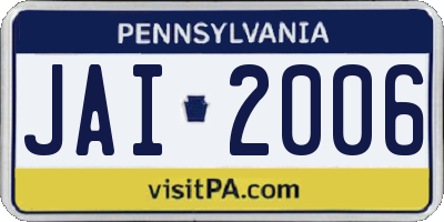 PA license plate JAI2006