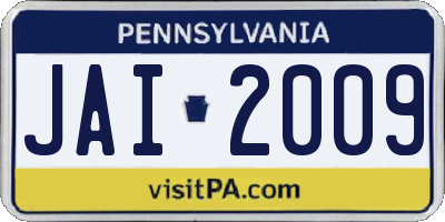 PA license plate JAI2009