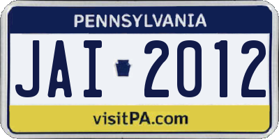 PA license plate JAI2012