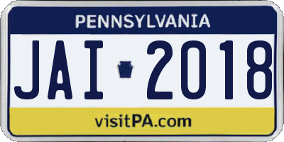 PA license plate JAI2018