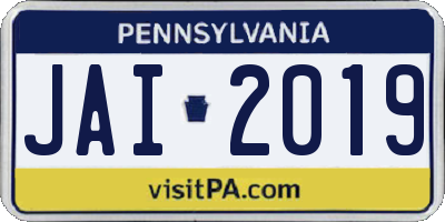 PA license plate JAI2019