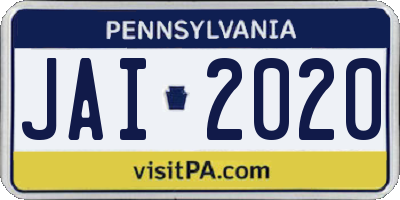 PA license plate JAI2020